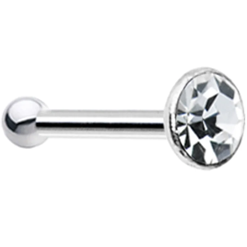 Stylish Designer Nose Rings -Sterling Silver 1.8mm Clear Nose Bone Created with Crystals Stylish Designer Nose Rings -Sterling Silver 1.8mm Clear Nose Bone Created with Crystals