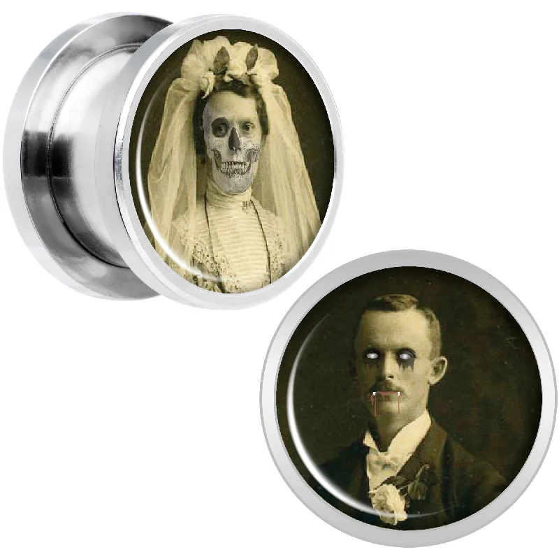 Women's Earrings – Elegant Designs for Every Personality--Undead Bride and Groom Halloween Plug Set 1/2 Women's Earrings – Elegant Designs for Every Personality--Undead Bride and Groom Halloween Plug Set 1/2