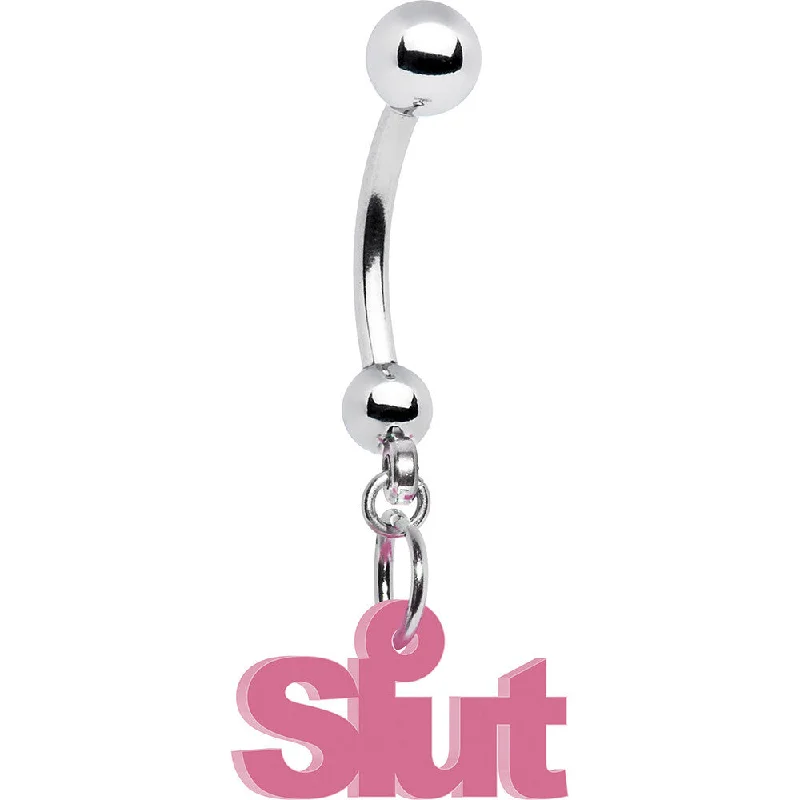 Comfortable Belly Rings for Active Fashionistas -Solid Pink Slut Belly Ring