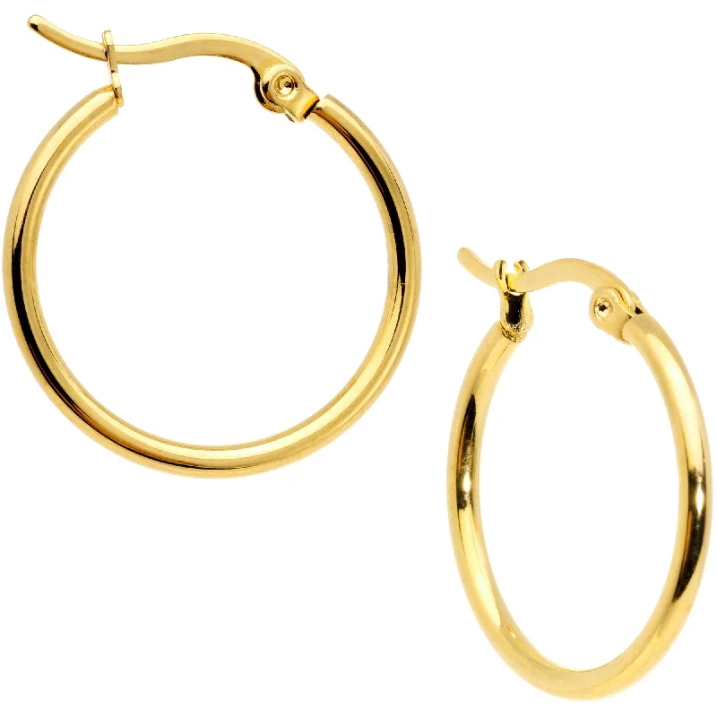 Women's Earrings – Elegant Designs for Every Personality--20mm Gold Tone PVD Stainless Steel Hoop Earrings Women's Earrings – Elegant Designs for Every Personality--20mm Gold Tone PVD Stainless Steel Hoop Earrings