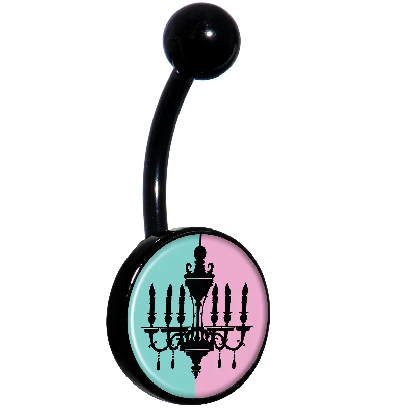Stunning Belly Rings for Glamorous Fashion -Blue Pink Split Chandelier Black Belly Ring Stunning Belly Rings for Glamorous Fashion -Blue Pink Split Chandelier Black Belly Ring