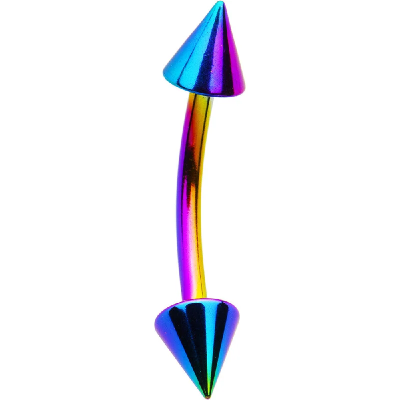 Women's Earrings – Elegant Designs for Every Personality--Rainbow Anodized Titanium Cone Eyebrow Ring