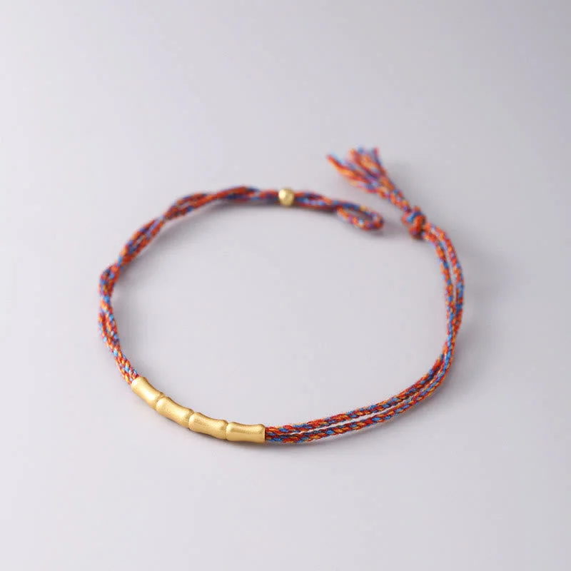Men's Bracelets with Statement Designs-Buddha Stones 925 Sterling Silver Bamboo Design Luck Handcrafted Multicolored Braided Bracelet Men's Bracelets with Statement Designs-Buddha Stones 925 Sterling Silver Bamboo Design Luck Handcrafted Multicolored Braided Bracelet