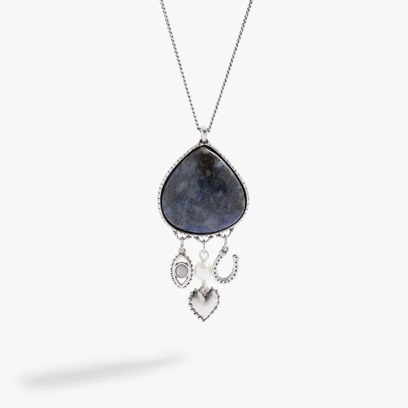 Shop Classic Women's Necklaces & Pendants with a Modern Twist-Sodalite Multicharm Necklace Shop Classic Women's Necklaces & Pendants with a Modern Twist-Sodalite Multicharm Necklace