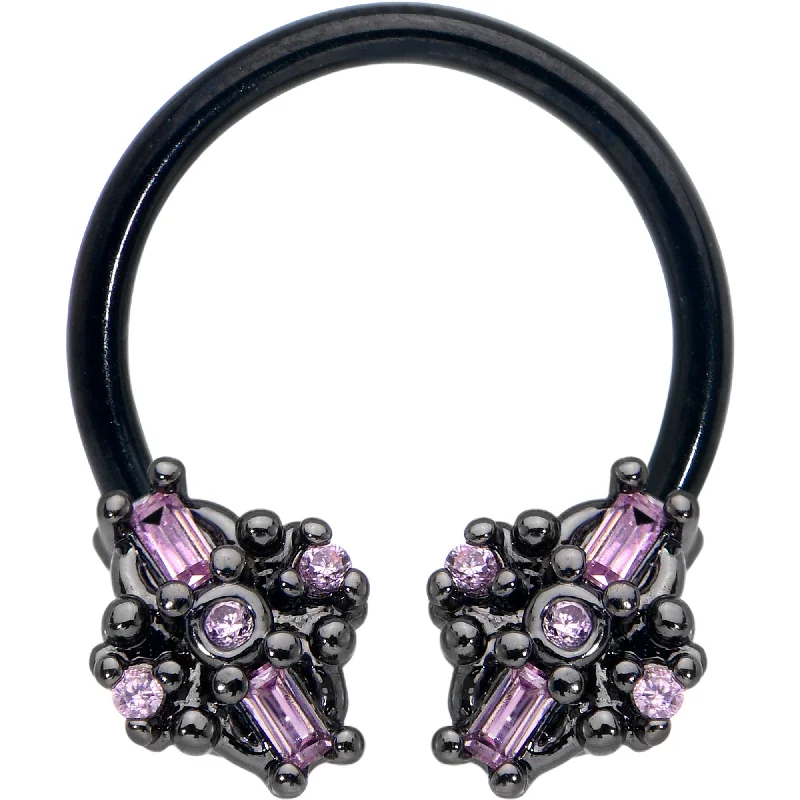Classic and Elegant Lip Rings for Casual Wear16 Gauge 3/8 Pink Gem Black Opulent Cross Horseshoe Circular Barbell
