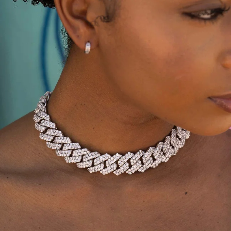Shop Classic Women's Necklaces & Pendants with a Modern Twist-Diamond Prong Link Necklace in White Gold - 19mm Shop Classic Women's Necklaces & Pendants with a Modern Twist-Diamond Prong Link Necklace in White Gold - 19mm
