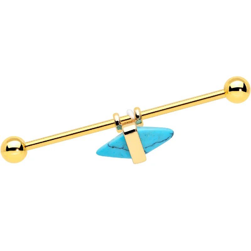 Women's Earrings – Elegant Designs for Every Personality--14 Gauge Blue Faux Turquoise Gold Tone Stone Hippie Industrial Barbell 38mm Women's Earrings – Elegant Designs for Every Personality--14 Gauge Blue Faux Turquoise Gold Tone Stone Hippie Industrial Barbell 38mm