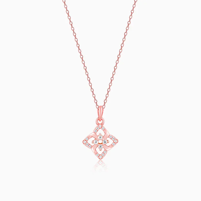 Shop Classic Women's Necklaces & Pendants with a Modern Twist-Rose Gold Double Rosette Pendant with Link Chain Shop Classic Women's Necklaces & Pendants with a Modern Twist-Rose Gold Double Rosette Pendant with Link Chain