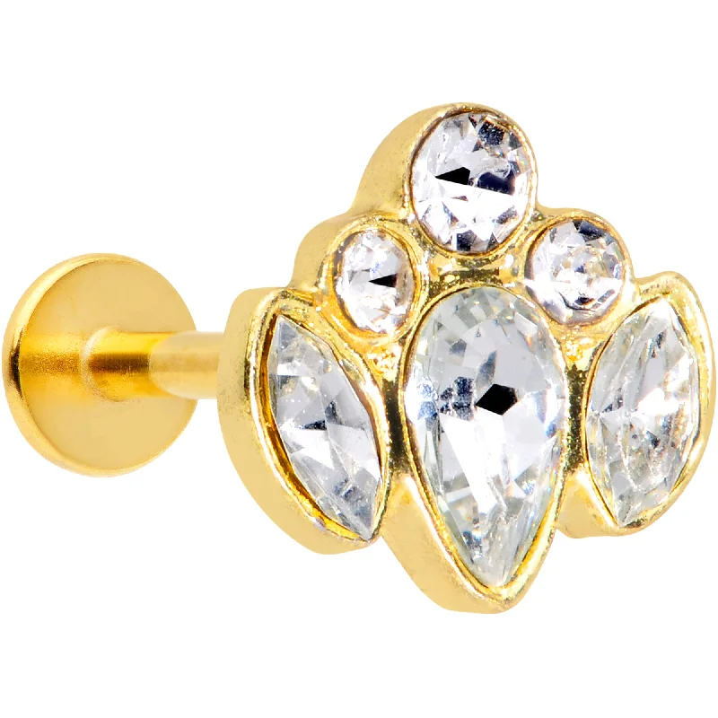 Elegant Lip Rings for Fashion Statements16 Gauge 5/16 Clear Gem Gold Tone Cluster Labret Monroe Tragus