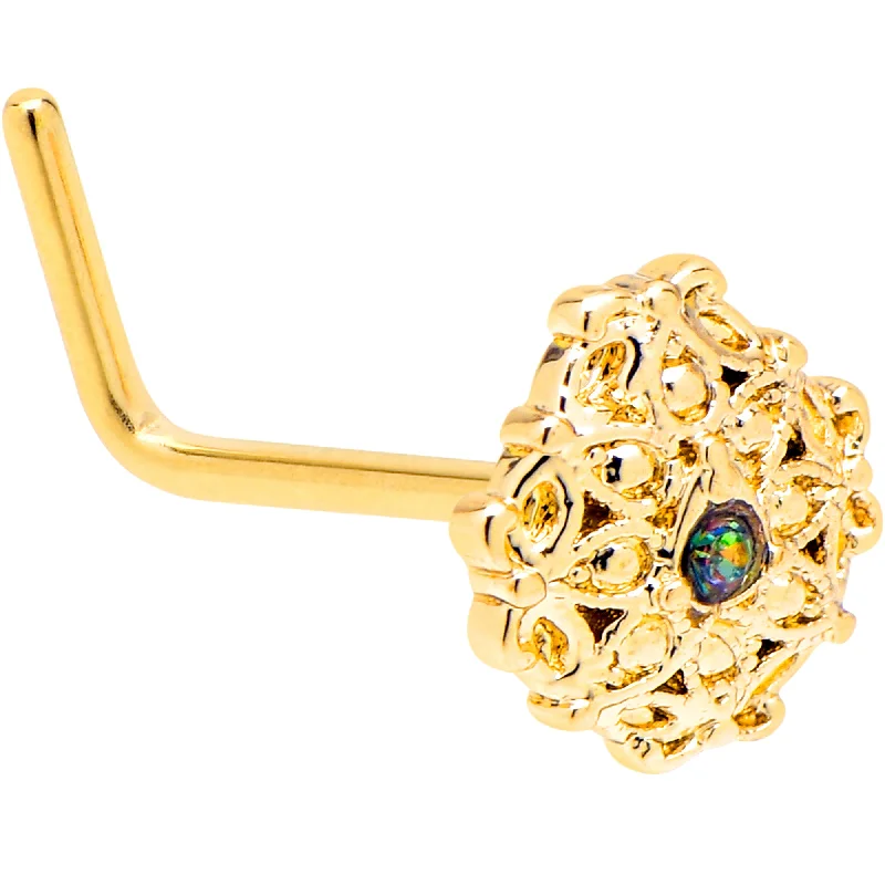 Nose Rings for Delicate Piercings -20 Gauge 7mm Vitrail Gem Gold Tone Blossom Bloom L Shape Nose Ring Nose Rings for Delicate Piercings -20 Gauge 7mm Vitrail Gem Gold Tone Blossom Bloom L Shape Nose Ring