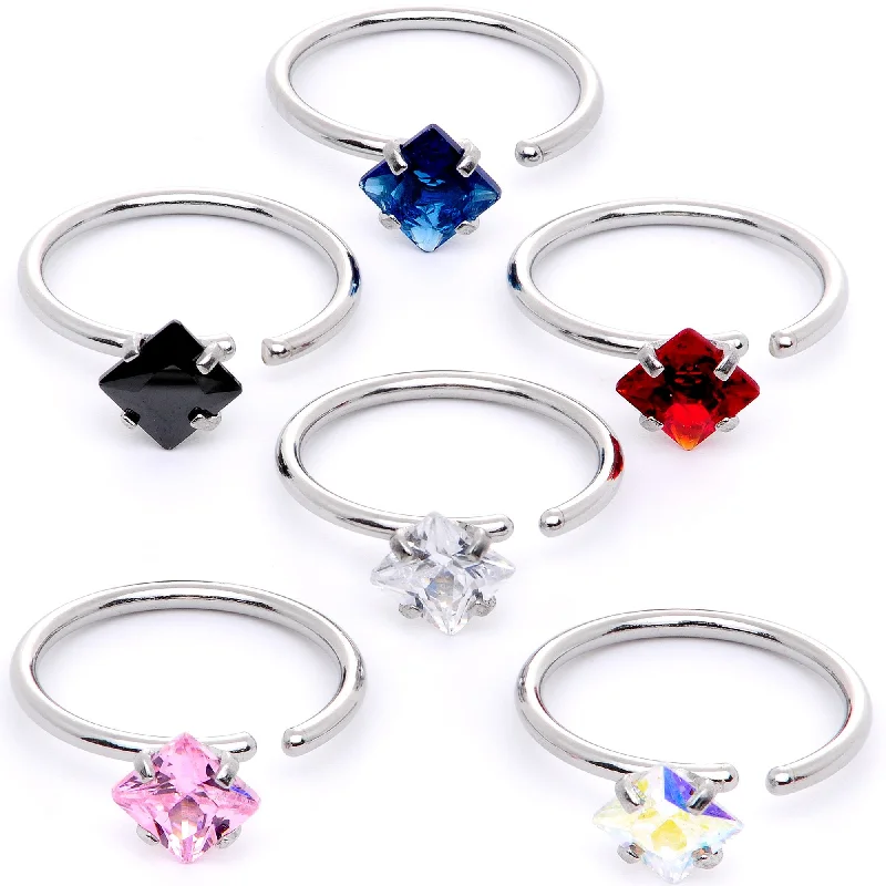 Simple Nose Rings for Casual Days -20 Gauge 5/16 Multicolor Single Gem Regal Rhombus Nose Hoop Set of 6 Simple Nose Rings for Casual Days -20 Gauge 5/16 Multicolor Single Gem Regal Rhombus Nose Hoop Set of 6