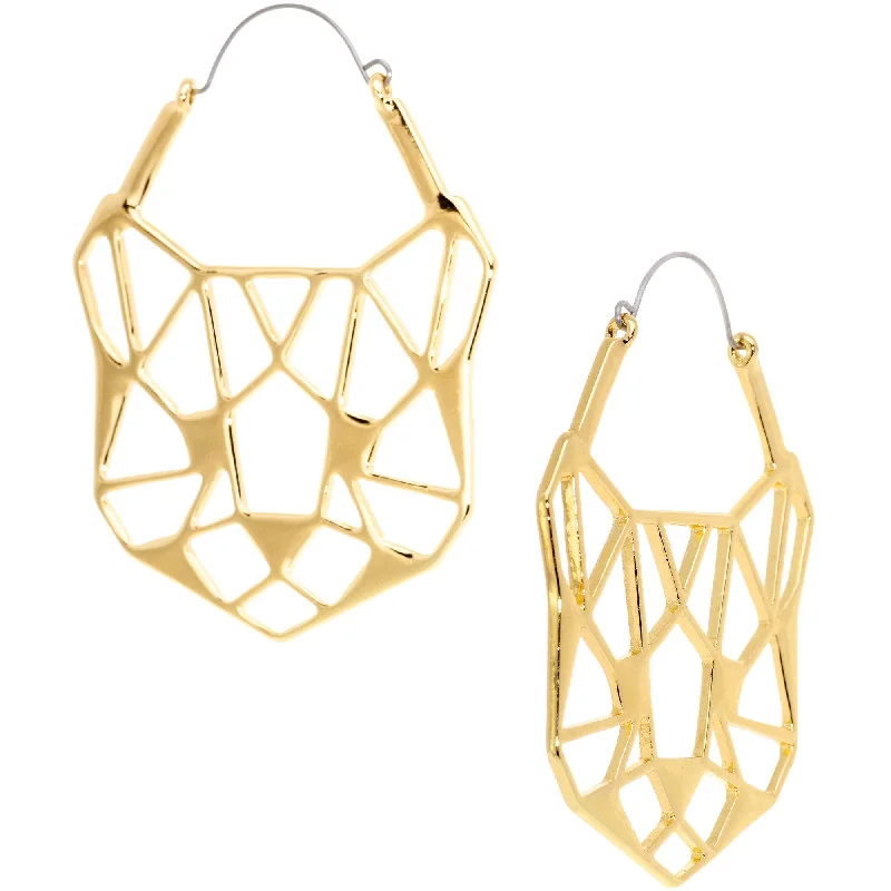 Women's Earrings – Elegant Designs for Every Personality--Gold Tone Geometric Cut Out Cat Panther Tunnel Plug Earrings