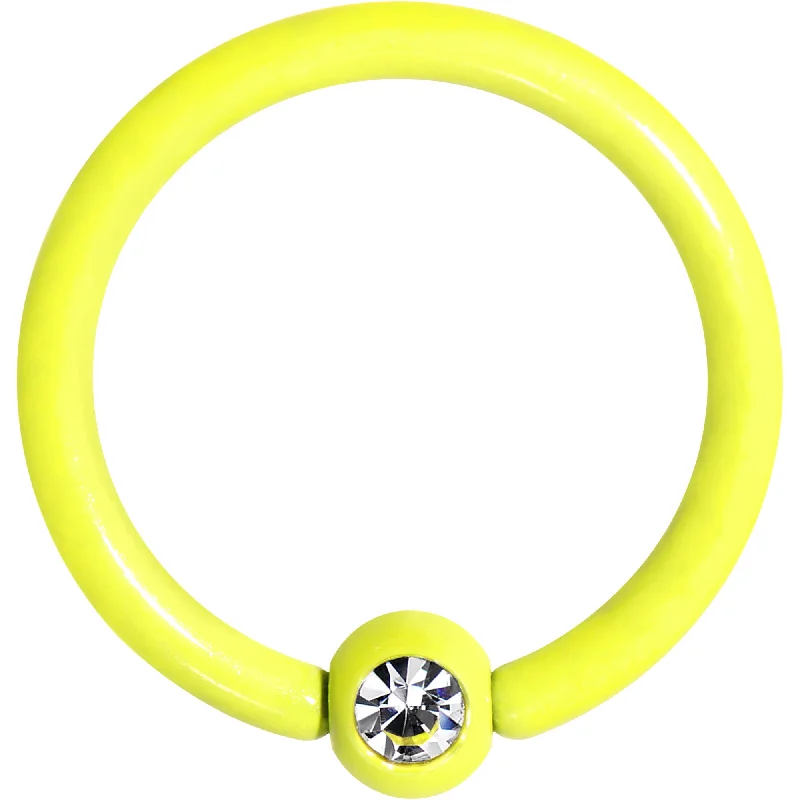 Lip Rings for Bold and Fun Fashion16 Gauge 3/8 Clear Gem Yellow Acrylic Over Steel Captive Ring
