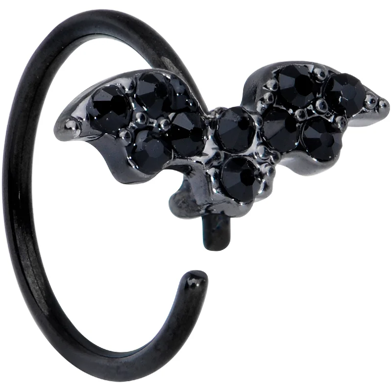 Nose Rings for Septum Piercing -20 Gauge 5/16 Black Gem Black Bat Halloween Nose Hoop Nose Rings for Septum Piercing -20 Gauge 5/16 Black Gem Black Bat Halloween Nose Hoop