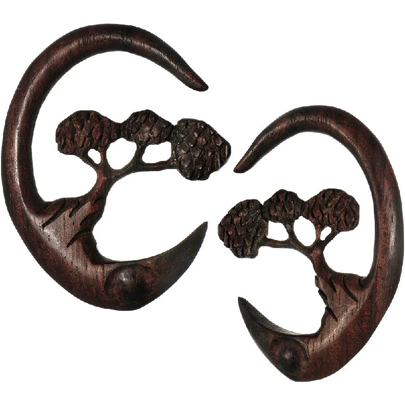 Women's Earrings – Elegant Designs for Every Personality--4 Gauge Organic Sono Wood Bonsai Tree Hanger Plug Set