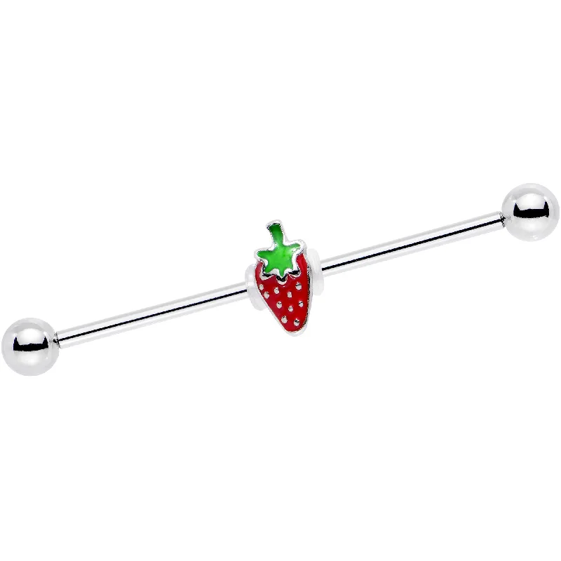 Women's Earrings – Elegant Designs for Every Personality--14 Gauge Steel Red Snack On a Strawberry Industrial Barbell 38mm Women's Earrings – Elegant Designs for Every Personality--14 Gauge Steel Red Snack On a Strawberry Industrial Barbell 38mm