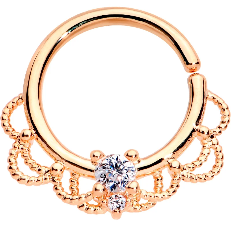 Stunning Lip Rings for Fashion-Loving Women16 Gauge 5/16 Clear CZ Gem Rose Gold Plated Seamless Circular Ring