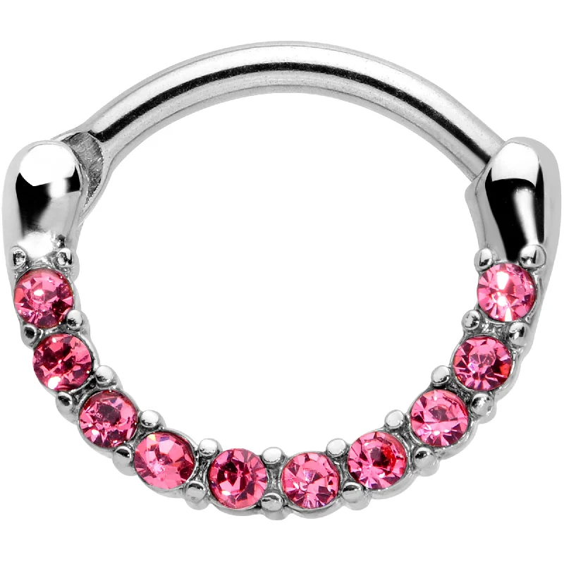 Women's Earrings – Elegant Designs for Every Personality--16 Gauge 5/16 Pink Gem Paved Cartilage Clicker