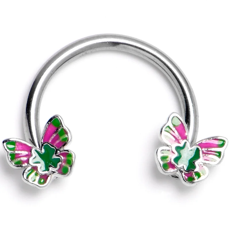 Lip Rings for Edgy Style16 Gauge 3/8 Vibrant Grace Butterfly Horseshoe Circular Barbell