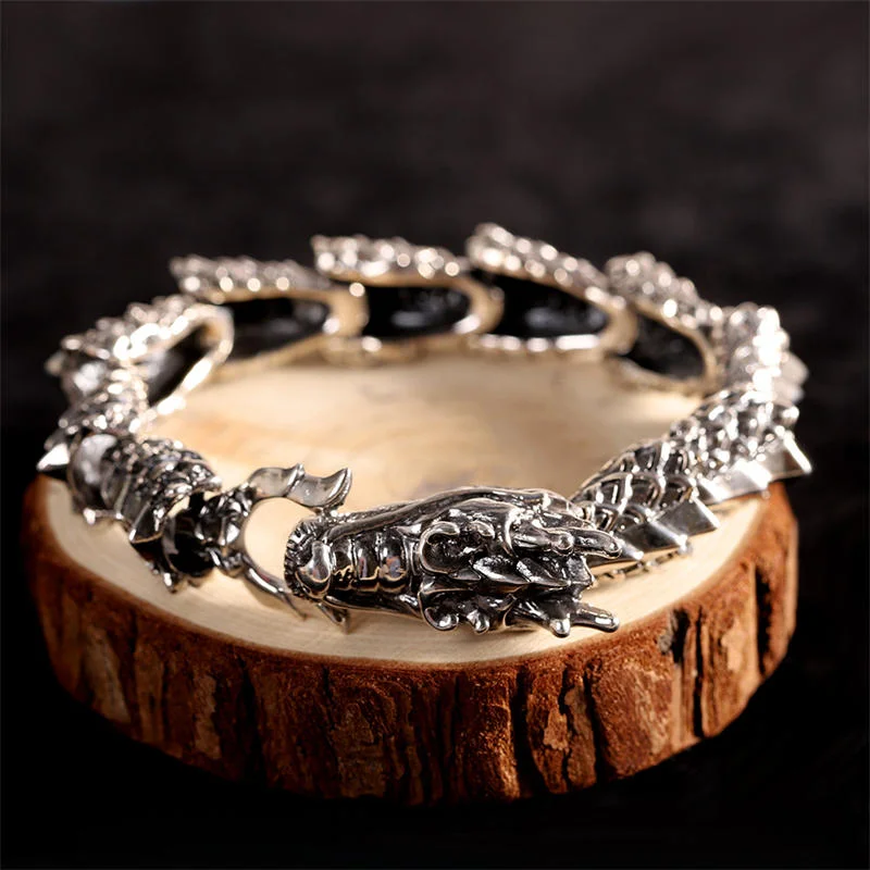 Men's Bracelets for Outdoor Adventures-Buddha Stones 925 Sterling Silver Dragon Luck Success Bracelet Bangle Men's Bracelets for Outdoor Adventures-Buddha Stones 925 Sterling Silver Dragon Luck Success Bracelet Bangle