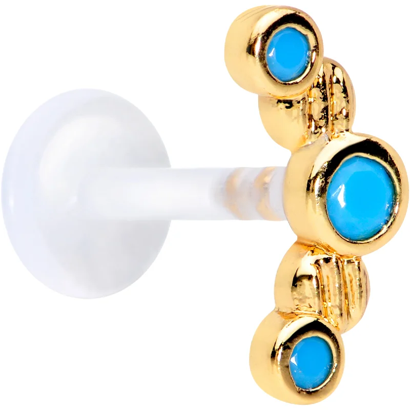 Lip Rings with Beautiful Detailing16 Gauge 5/16 Faux Turquoise Flexible Bioplast Labret Monroe Tragus