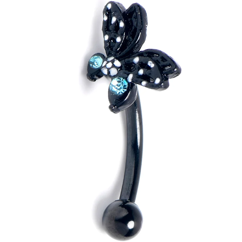 Women's Earrings – Elegant Designs for Every Personality--16 Gauge 5/16 Blue CZ Gem Night Drama Butterfly Curved Eyebrow Ring Women's Earrings – Elegant Designs for Every Personality--16 Gauge 5/16 Blue CZ Gem Night Drama Butterfly Curved Eyebrow Ring