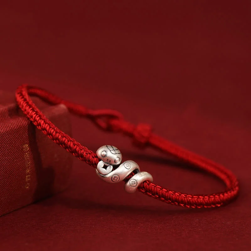Women's Bangles with Simple Textures-Buddha Stones 999 Sterling Silver Year of the Snake Handmade Copper Coin Protection Braided Bracelet Women's Bangles with Simple Textures-Buddha Stones 999 Sterling Silver Year of the Snake Handmade Copper Coin Protection Braided Bracelet