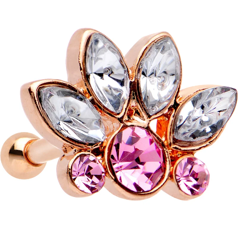 Women's Earrings – Elegant Designs for Every Personality--Clear Pink CZ Gem Rose Gold PVD Tiara Cartilage Tragus Earring