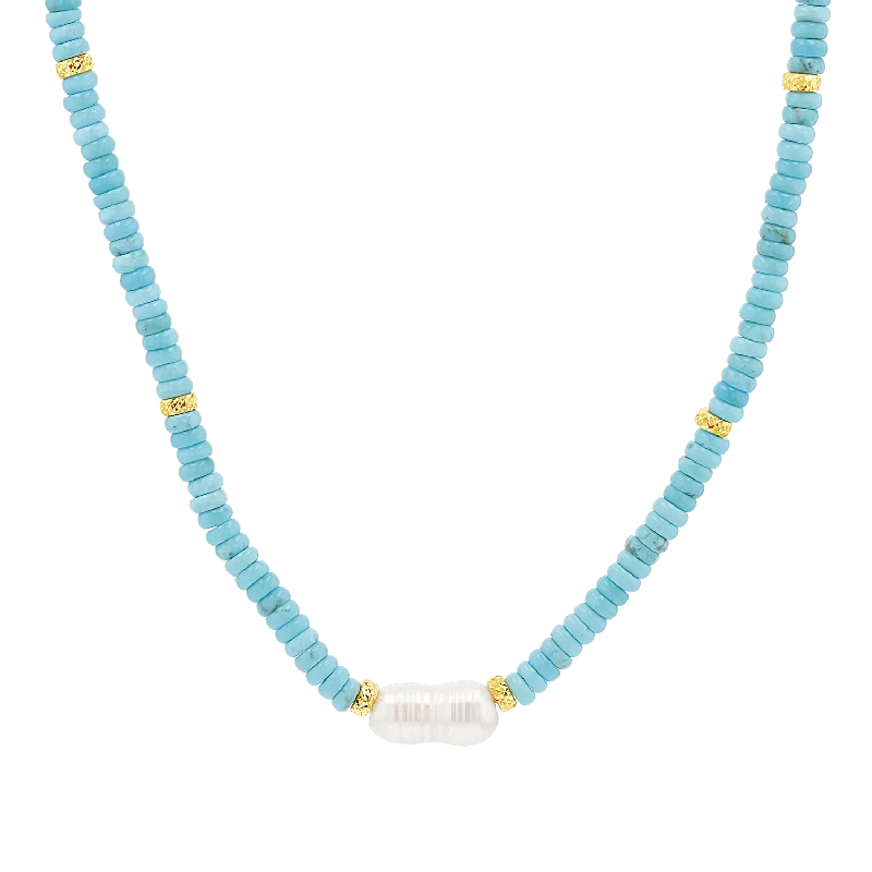 Shop Classic Women's Necklaces & Pendants with a Modern Twist-Pearl & Gold Accent Turquoise Necklace Shop Classic Women's Necklaces & Pendants with a Modern Twist-Pearl & Gold Accent Turquoise Necklace