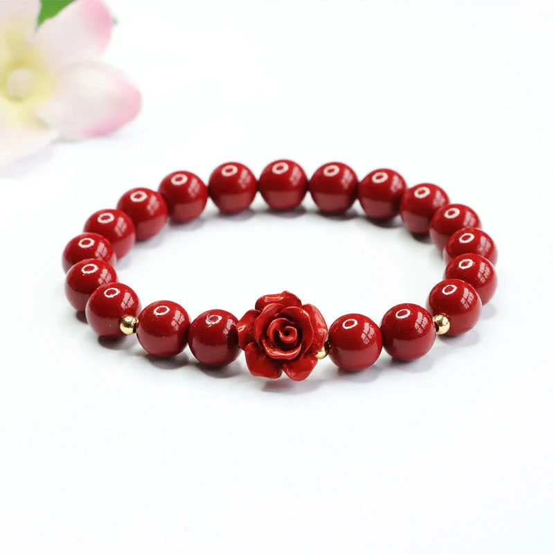 Men's Bracelets with Inspirational Messages-Buddha Stones Cinnabar Rose Calm Bracelet Men's Bracelets with Inspirational Messages-Buddha Stones Cinnabar Rose Calm Bracelet