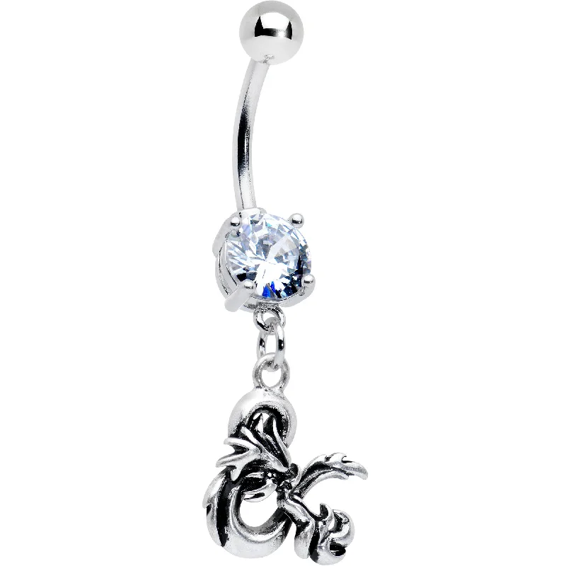 Classic Belly Rings with Sleek Design -Officially Licensed Dungeons & Dragons Clear CZ Gem Dangle Belly Ring Classic Belly Rings with Sleek Design -Officially Licensed Dungeons & Dragons Clear CZ Gem Dangle Belly Ring