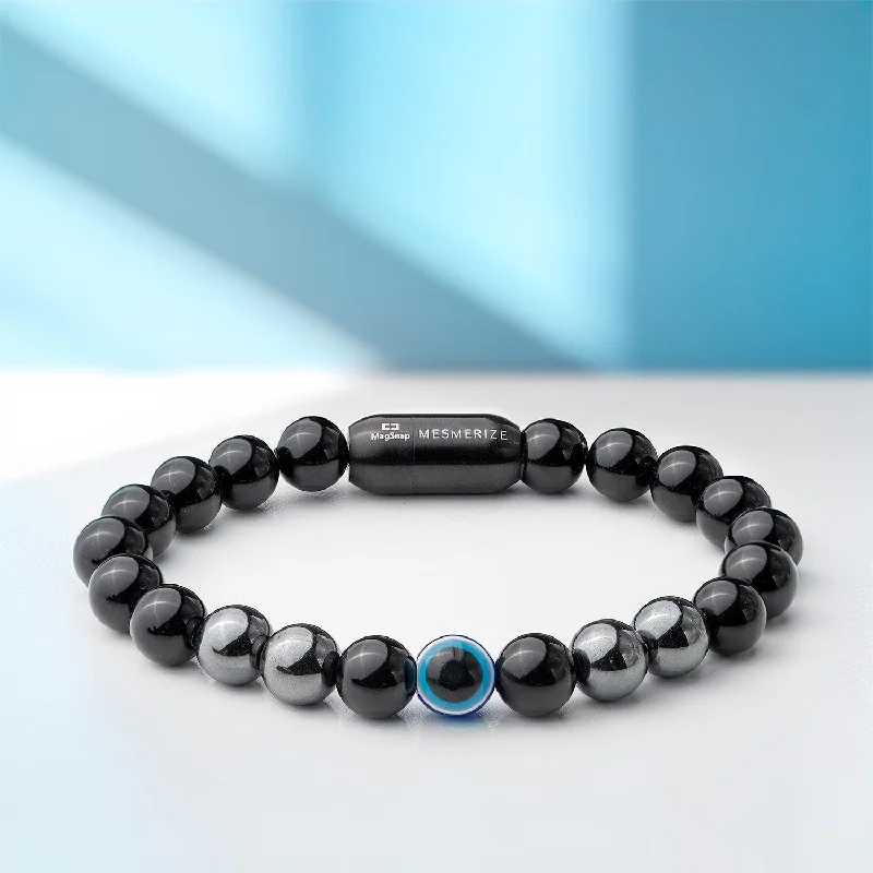 Bohemian Bracelets for Men-Protective Evil Eye Hematite Natural Stone Bracelet