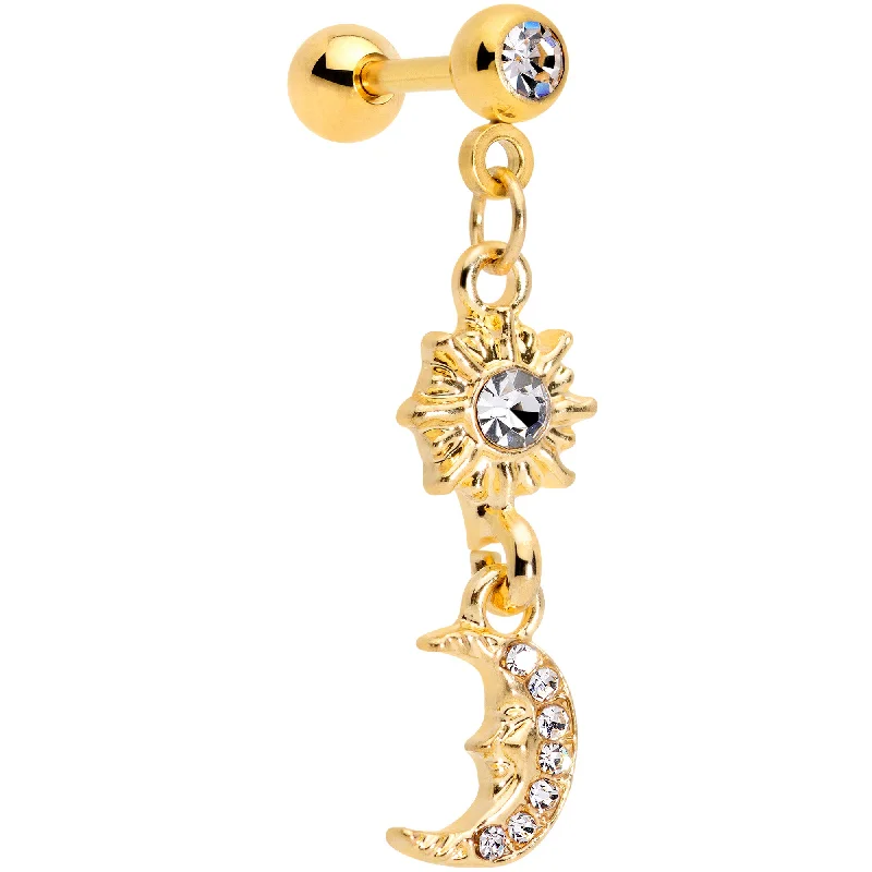Women's Earrings – Elegant Designs for Every Personality--16 Gauge 1/4 Clear Gem Gold Tone Moon Dangle Cartilage Tragus Women's Earrings – Elegant Designs for Every Personality--16 Gauge 1/4 Clear Gem Gold Tone Moon Dangle Cartilage Tragus