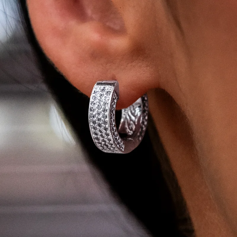 Women's Earrings – Elegant Designs for Every Personality--Pave Wide Hoop Earrings in White Gold