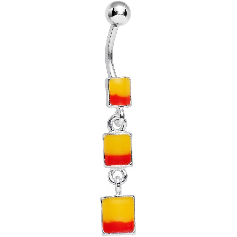 Trendy Belly Rings for Fashion-Forward Women -Sunset Three Square Dangle Belly Ring
