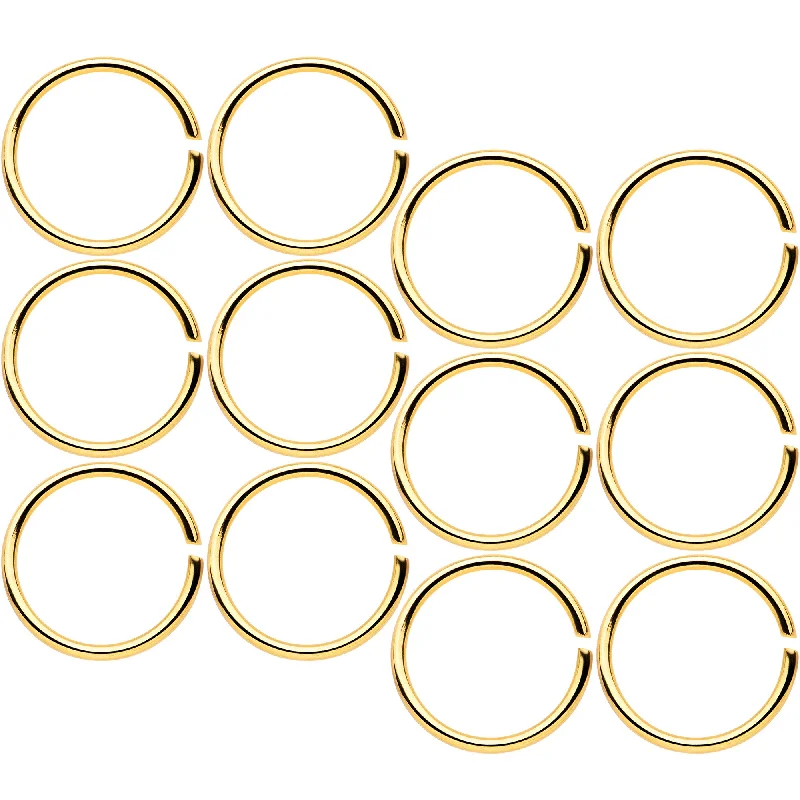 Nose Rings for All-Purpose Fashion -20 Gauge 5/16 Gold Tone Anodized Seamless Circular Ring Set of 12 Nose Rings for All-Purpose Fashion -20 Gauge 5/16 Gold Tone Anodized Seamless Circular Ring Set of 12