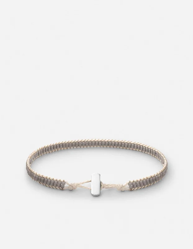 Men's Sleek Leather Cuff Bracelets-Lowe Double Bracelet, Sterling Silver