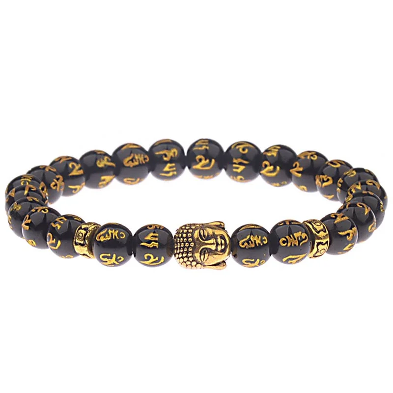 Men's Casual Bracelets with Simple Leather Design-Buddha Stones Tibetan Buddha Mantra Amulet Bracelet Men's Casual Bracelets with Simple Leather Design-Buddha Stones Tibetan Buddha Mantra Amulet Bracelet