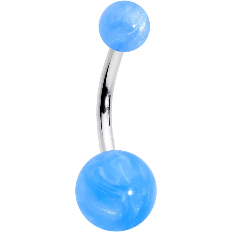 Sparkling Belly Rings for Unique Shine -Opaque Pastel Blue Ends Belly Ring