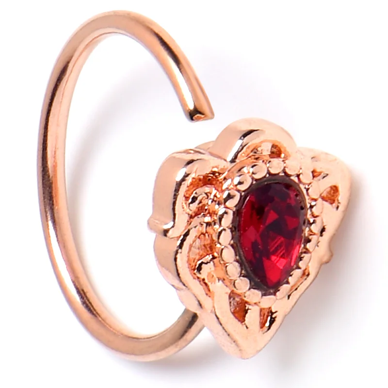 Nose Rings with Citrine Stones -20 Gauge 5/16 Red Gem Rose Gold Tone Firey Flame Nose Hoop Nose Rings with Citrine Stones -20 Gauge 5/16 Red Gem Rose Gold Tone Firey Flame Nose Hoop