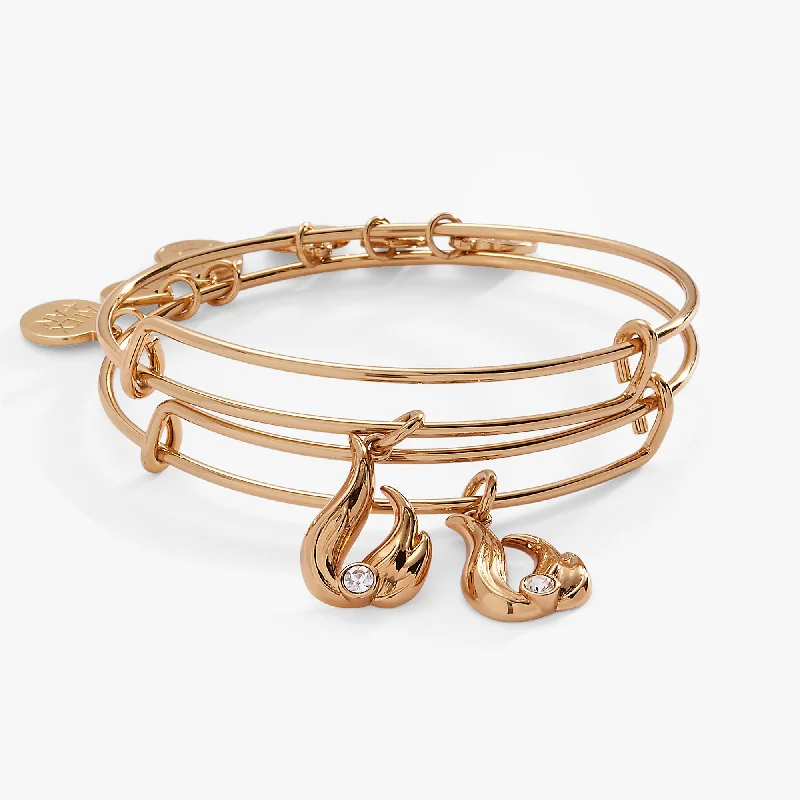 Bangles with Engraved Initials for Women-Twin Flame BFF Bangle Set of 2