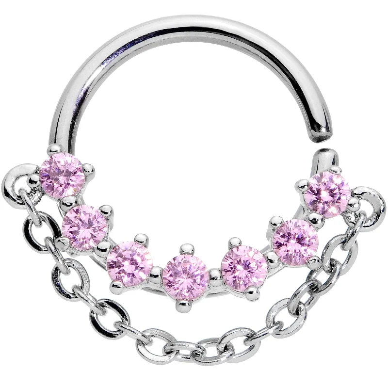 Lip Rings for Every Piercing Style16 Gauge 3/8 Pink Gem Garland Hanging Chain Seamless Circular Ring