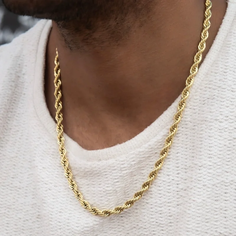 Exclusive Men's Necklaces & Pendants for the Modern Gentleman-Rope Chain in Yellow Gold- 6mm Exclusive Men's Necklaces & Pendants for the Modern Gentleman-Rope Chain in Yellow Gold- 6mm