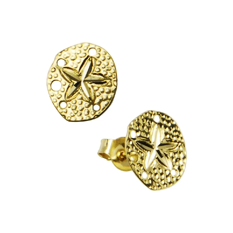 Women's Earrings – Elegant Designs for Every Personality--14kt Yellow Gold Sand Dollar Stud Earrings Women's Earrings – Elegant Designs for Every Personality--14kt Yellow Gold Sand Dollar Stud Earrings