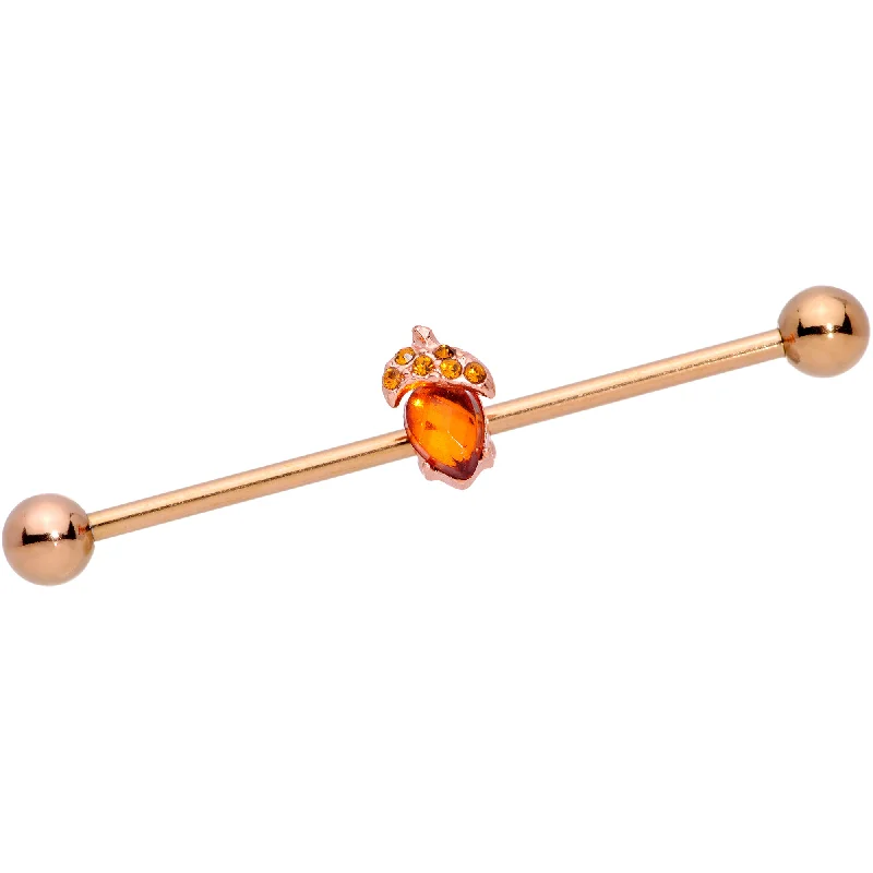 Women's Earrings – Elegant Designs for Every Personality--14 Gauge Brown Gem Rose Gold Tone Fall Autumn Acorn Industrial Barbell 38mm Women's Earrings – Elegant Designs for Every Personality--14 Gauge Brown Gem Rose Gold Tone Fall Autumn Acorn Industrial Barbell 38mm