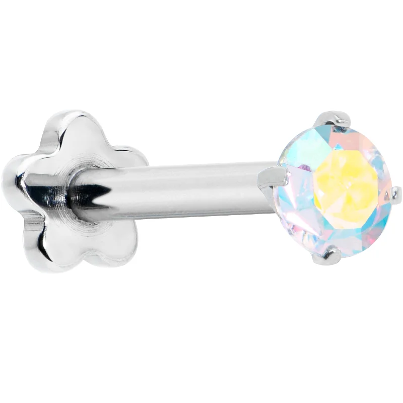 Women's Earrings – Elegant Designs for Every Personality--16 Gauge 5/16 Aurora CZ G23 Titanium Threadless Flower Labret Tragus Women's Earrings – Elegant Designs for Every Personality--16 Gauge 5/16 Aurora CZ G23 Titanium Threadless Flower Labret Tragus