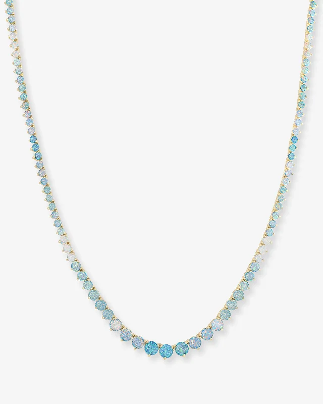Shop Classic Women's Necklaces & Pendants with a Modern Twist-Not Your Basic Graduated Ombré Tennis Necklace 16" - Gold|Blue Opal Ombré Shop Classic Women's Necklaces & Pendants with a Modern Twist-Not Your Basic Graduated Ombré Tennis Necklace 16" - Gold|Blue Opal Ombré