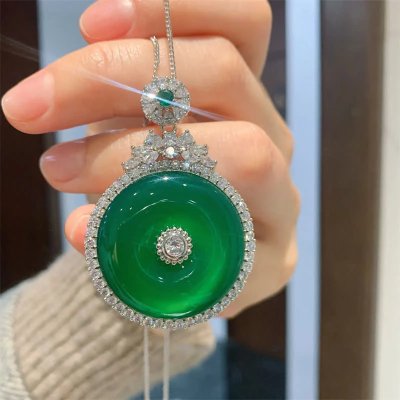 Shop Classic Women's Necklaces & Pendants with a Modern Twist-Buddha Stones Green Chalcedony Round Peace Buckle Strength Necklace Pendant Shop Classic Women's Necklaces & Pendants with a Modern Twist-Buddha Stones Green Chalcedony Round Peace Buckle Strength Necklace Pendant