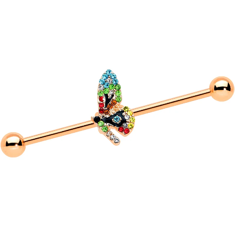 Women's Earrings – Elegant Designs for Every Personality--14 Gauge Blue Gem Rose Gold Tone Dragonfly Industrial Barbell 38mm Women's Earrings – Elegant Designs for Every Personality--14 Gauge Blue Gem Rose Gold Tone Dragonfly Industrial Barbell 38mm