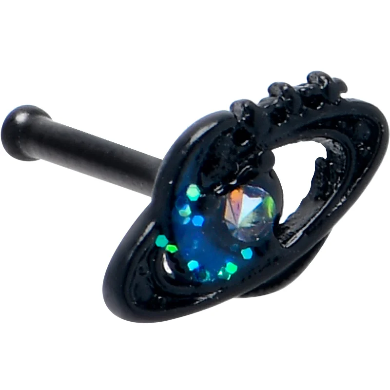 Unique Nose Rings for Chic Appeal -20 Gauge 7mm Aurora Gem Black Saturn Space Moon Nose Bone Unique Nose Rings for Chic Appeal -20 Gauge 7mm Aurora Gem Black Saturn Space Moon Nose Bone